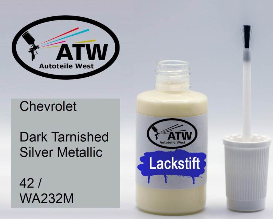 Chevrolet, Dark Tarnished Silver Metallic, 42 / WA232M: 20ml Lackstift, von ATW Autoteile West.